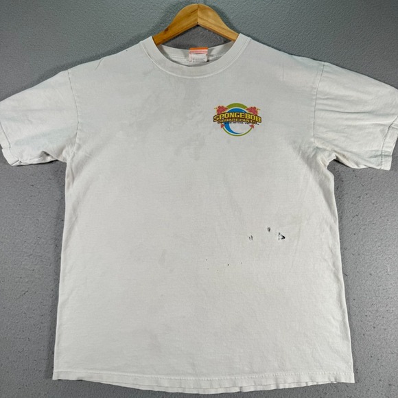 Vintage Nickelodeon Spongebob Squarepants T-Shirt Adult Large White Graphic Surf - Picture 1 of 15